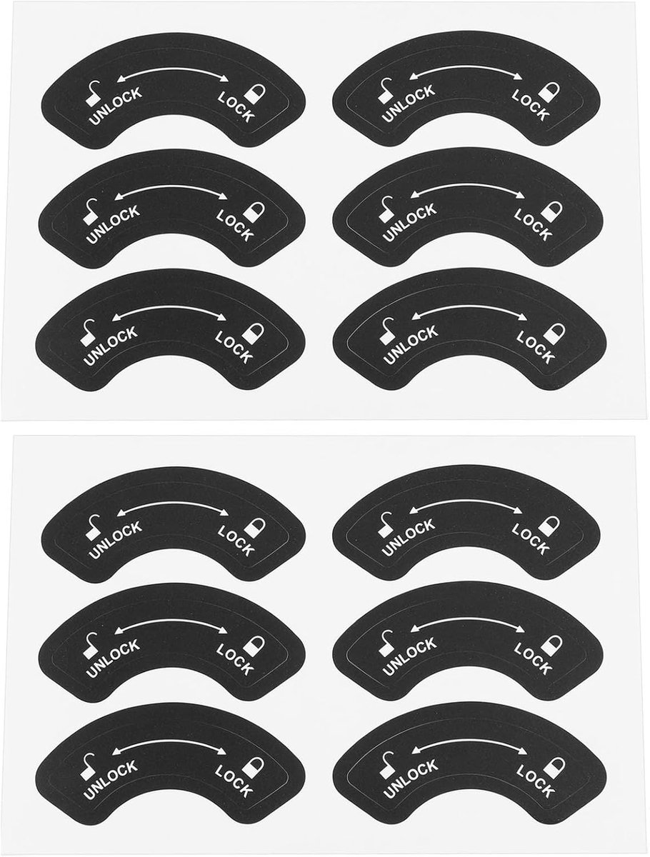 Dailygoods- Deurslot Sticker 12 Stuks - Lock/Unlock Richting - Duurzaam Vinyl - Waterdicht - Krasbestendig - 4,5 x 1,7 cm - Deursticker