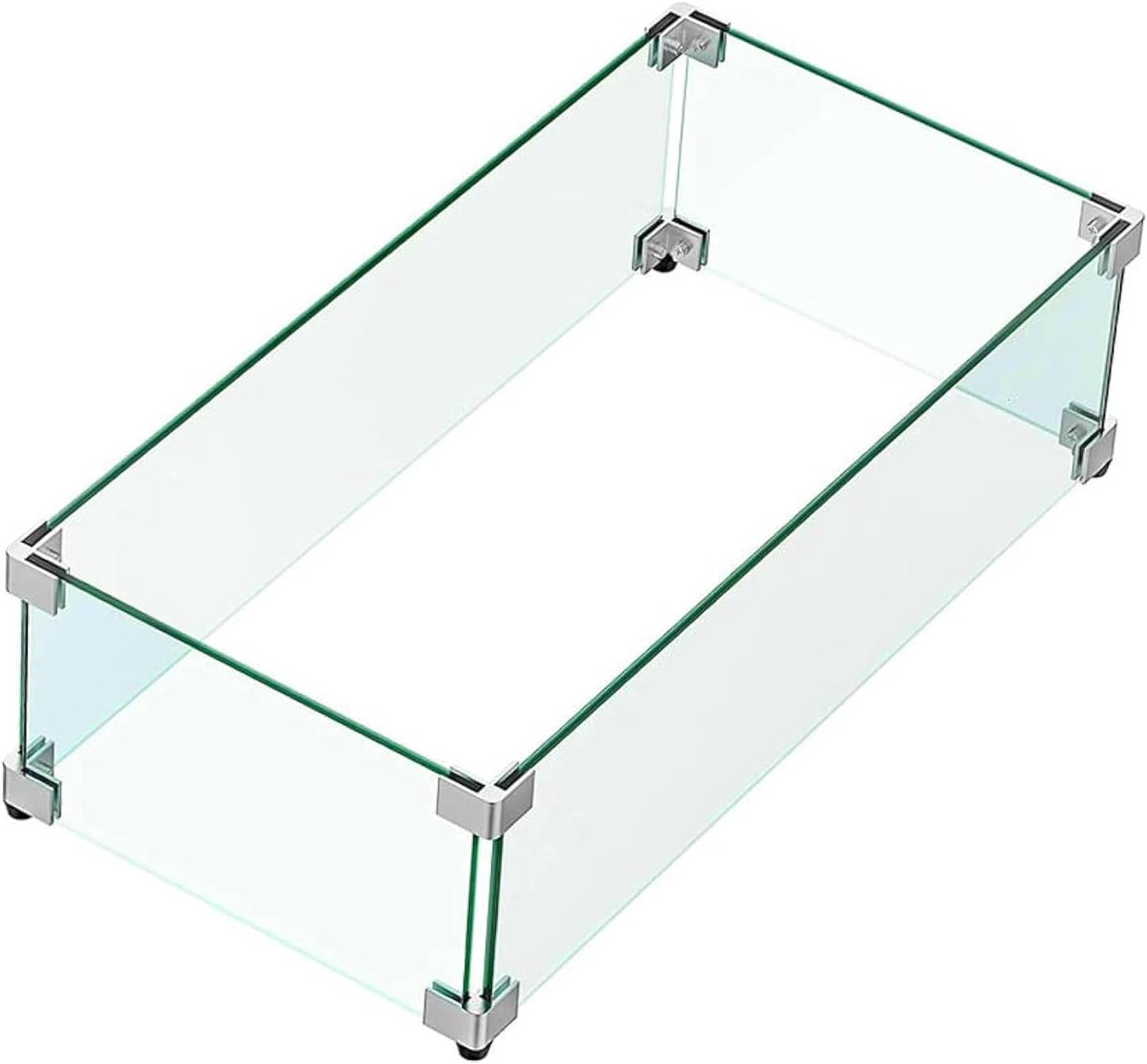 31"x12"x6" Fire Pit Glass Wind Guard, Gehard Glas Firepit Tafelschild, Dik en Stevig, met Harde Aluminium Hoekbeugel & Rubberen Voeten