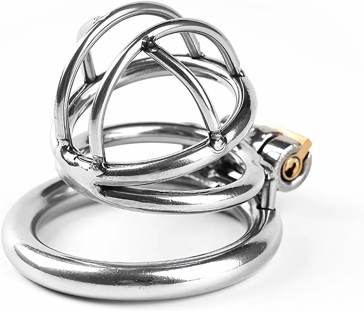 Chastity Cage for Men Steel Cock Cage with Penis Ring Male Ventilation Small Chastity Devices Locked Penis Exercise Sex Toy for Adult (2-ring-45mm)