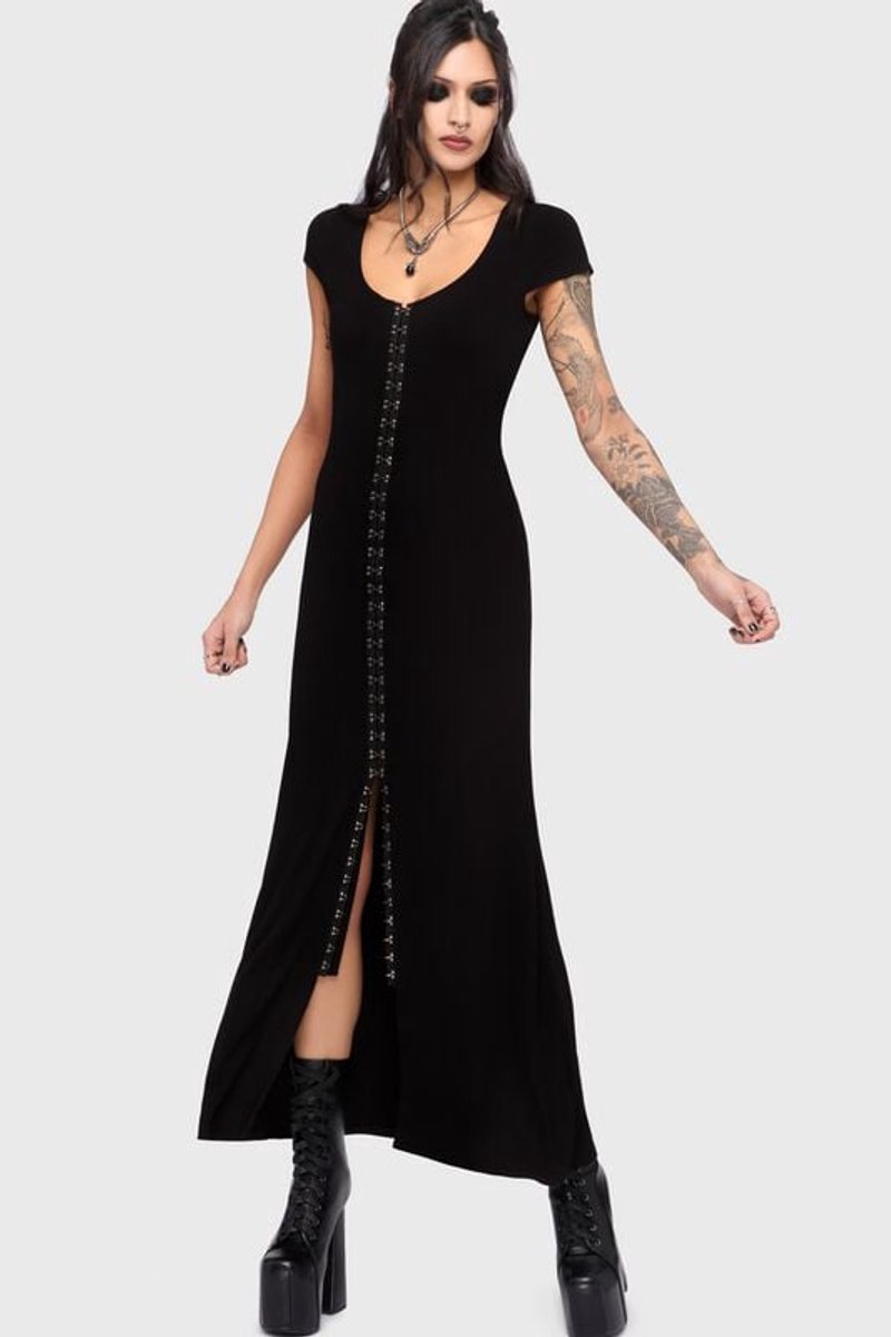 Killstar Chapel Blessing - Hook & Eye Maxi Dress Dames Maxi-jurk - zwart - 3XL