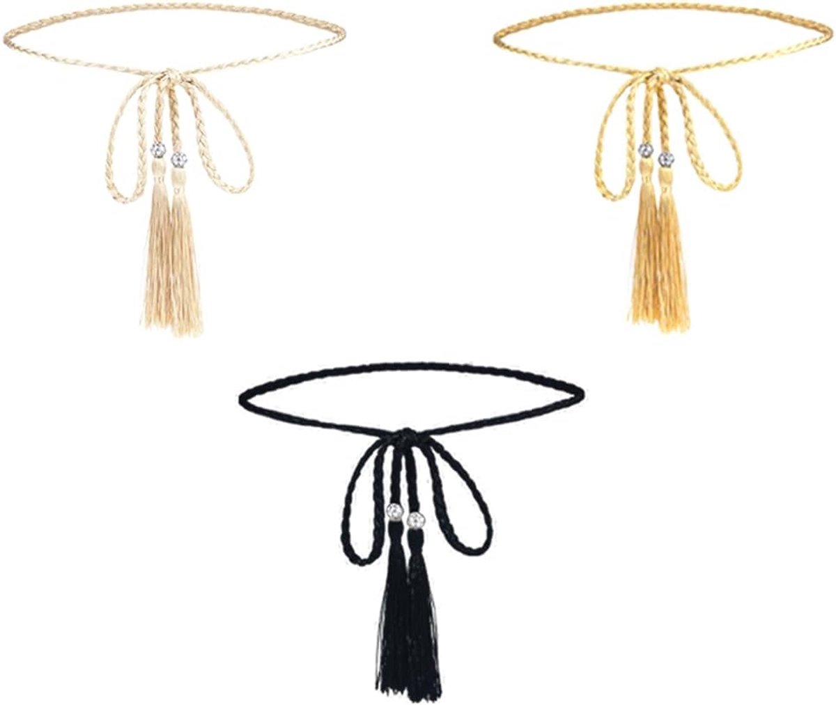 Dailygoods- Damesriem Gevlochten - Tailleriem - Dunne Riem - Skinny Riem - Verstelbare Maat - Polyester 168 cm - Taille Riem