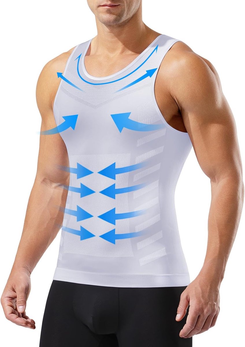 Heren Compressieshirt– Vetverbrandend Tanktop voor Houdingverbetering & Slankend Lichaamsvormer – Hoge Elasticiteit, Geschikt voor Sport & Kantoor