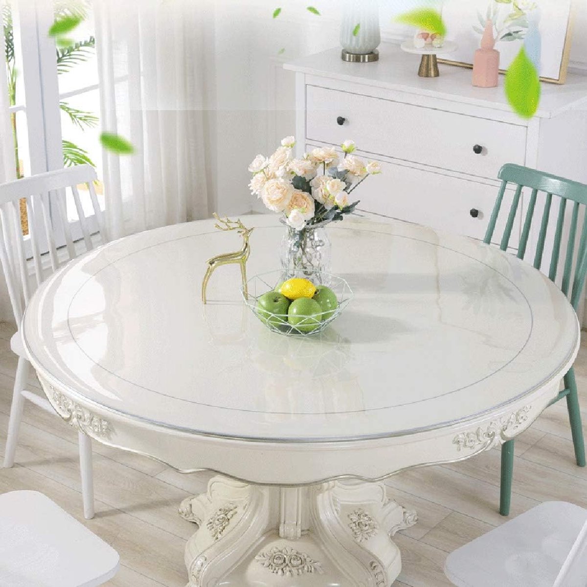 Tafelkleed, rond, transparant, pvc, rond, kunststof, waterdicht en vuilafstotend, gemakkelijk te reinigen, dikte 2 mm, diameter 120 cm