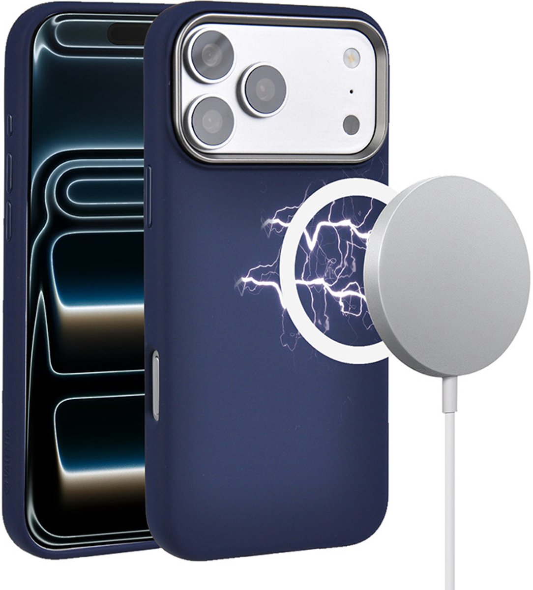Valenta Back Cover MagSafe Liquid Silicone hoesje - premium dikte 2.5 mm - iPhone 18 Pro Max / 17 Pro Max - Donkerblauw