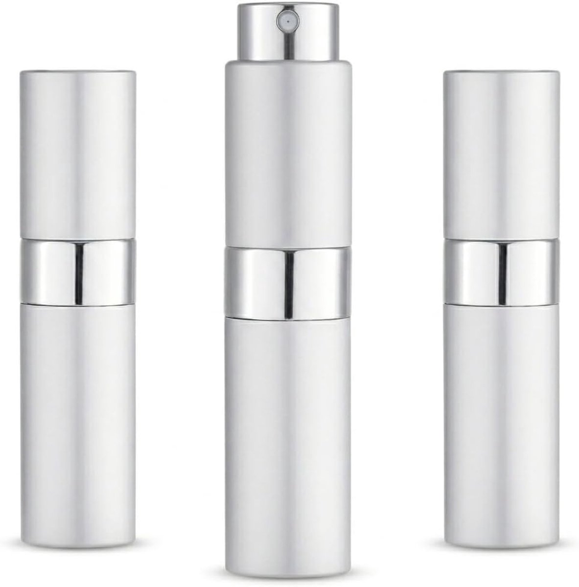 3 x spuitfles, parfumverstuiver, 8 ml, navulbaar, mini-zakverstuiver, lekvrij, parfumverstuiver, reizen, parfumfles, klein, spray voor handtas en vliegtuig (zilver)