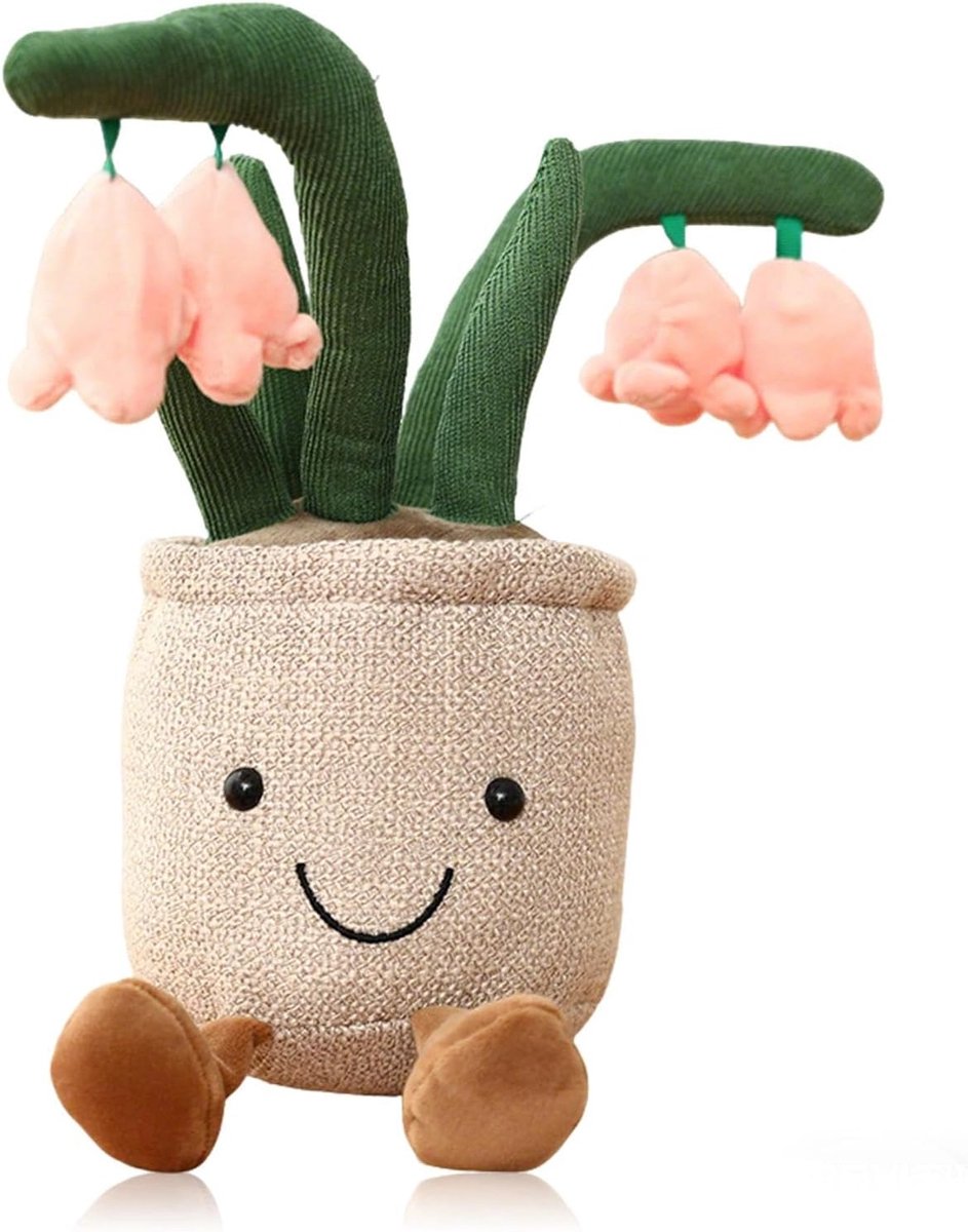 potplant, pluche bloempot, kunstbloempot, zonnebloempop, zacht en wasbaar, cadeau voor kinderen, meisjes en jongens (roze houtjacint)