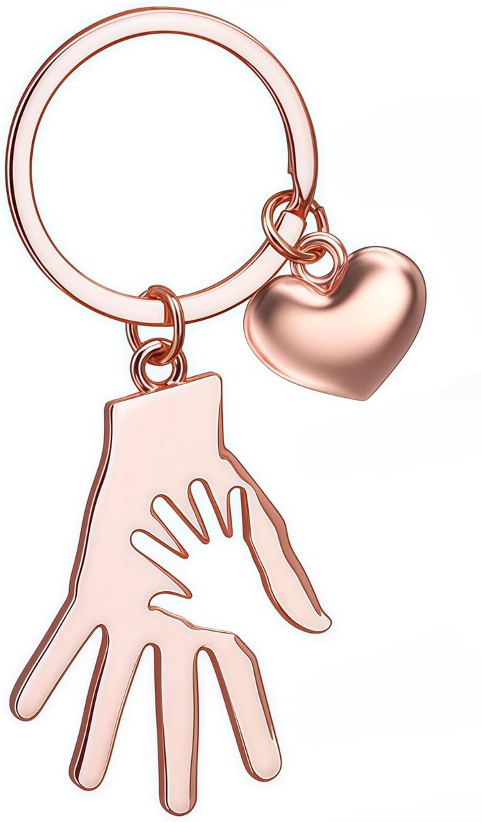 sleutelhanger met grote hand met kleine hand ontwerp, roségoud metaal met hart bedelhanger, creatief cadeau voor familie en vrienden
