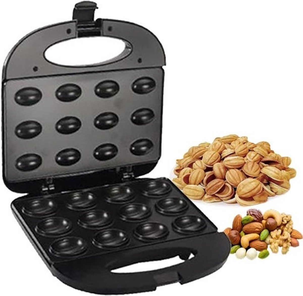 Elektrische koekjesmaker - Notencake machine - Zelf koekjes bakken - Antiaanbaklaag - 24x24 cm - Zwart