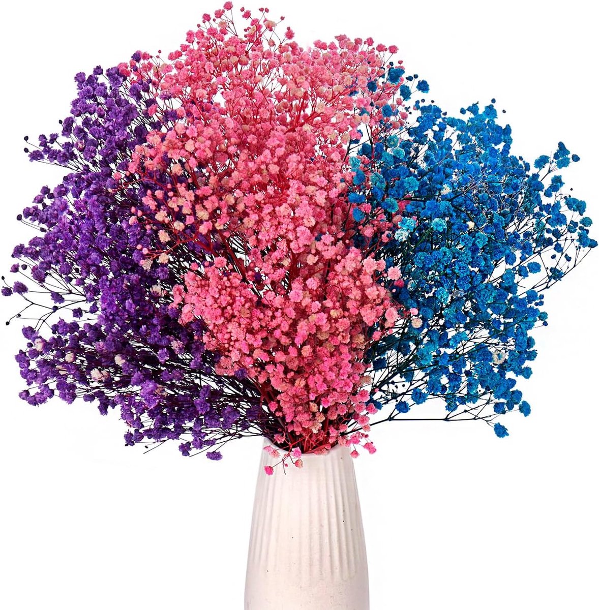 Gedroogd Gipskruid Blauw Paars Roze, 43cm Gedroogde Gypsophila Natuurlijke, Gipskruid Bloemen voor Bruiloft, Feest, Krans Bloemen, Woondecoratie