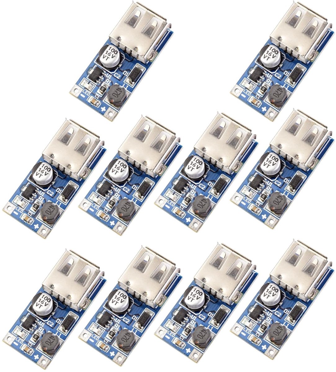 Step Up Converter DC 1-5V naar 5V 600mA USB spanningsregelaar boost omvormer voeding compatibel met Arduino elektronische apparaten (10 stuks)