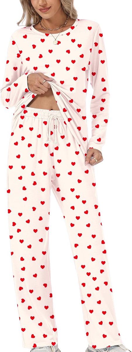 Pyjama voor dames, lange pyjamaset, nachtkleding, loungewear met