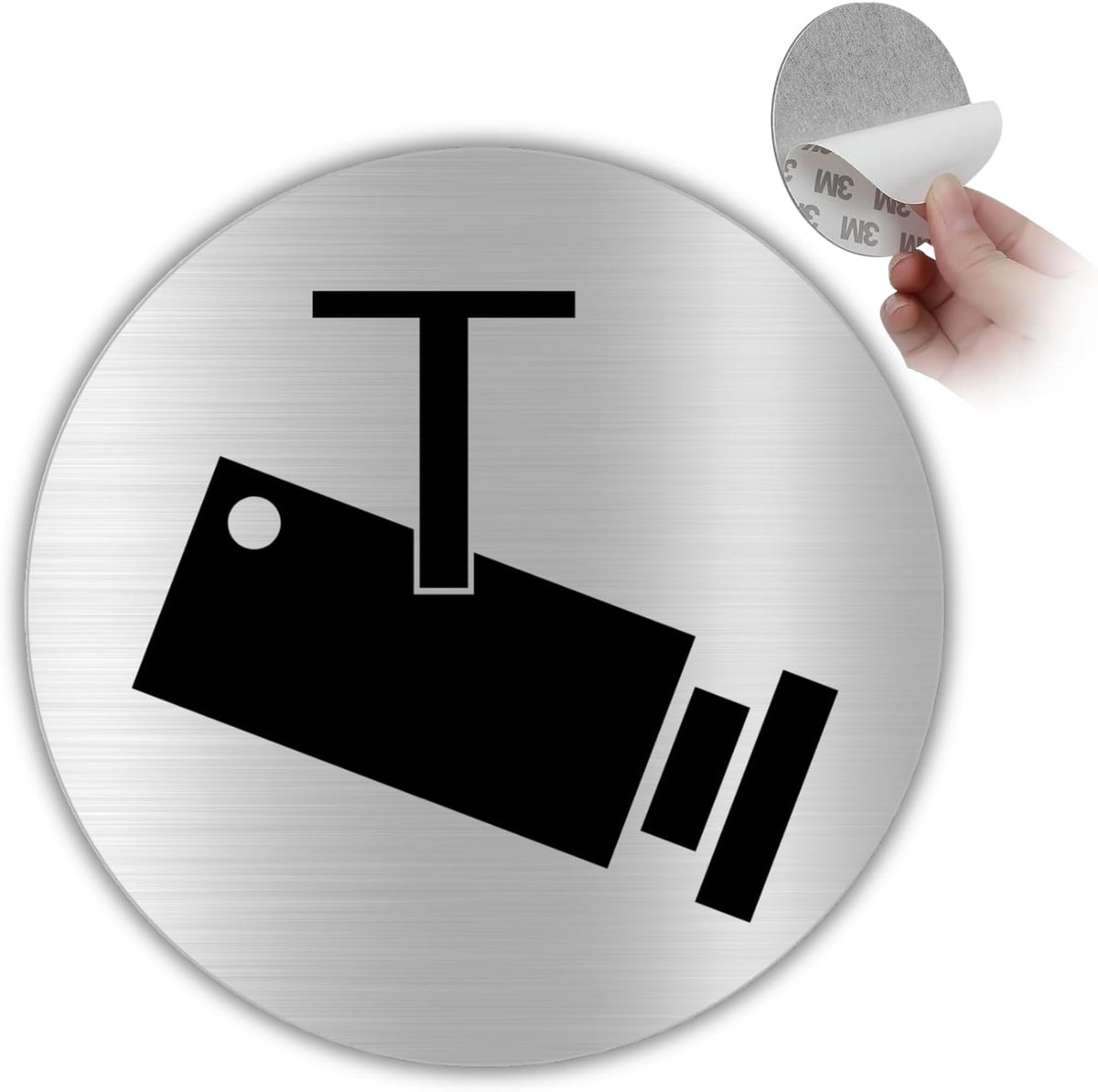 Sticker voor videobewaking gebied, dikte 0,6 mm, diameter 100 mm, aluminium, bewegwijzering, videobewakingsgebied, cameraschild, alarmsignaal