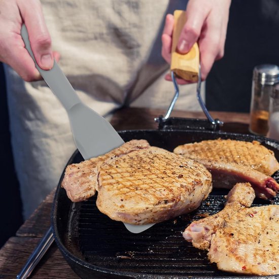 Spatels, anti-aanbaklaag siliconen spatel, spatel omkeerbaar, hittebestendige pannenkoekenspatel, omeletspatel, mini-spatel voor het koken van eieren, hamburgers, pizza, steak — afbeelding 3