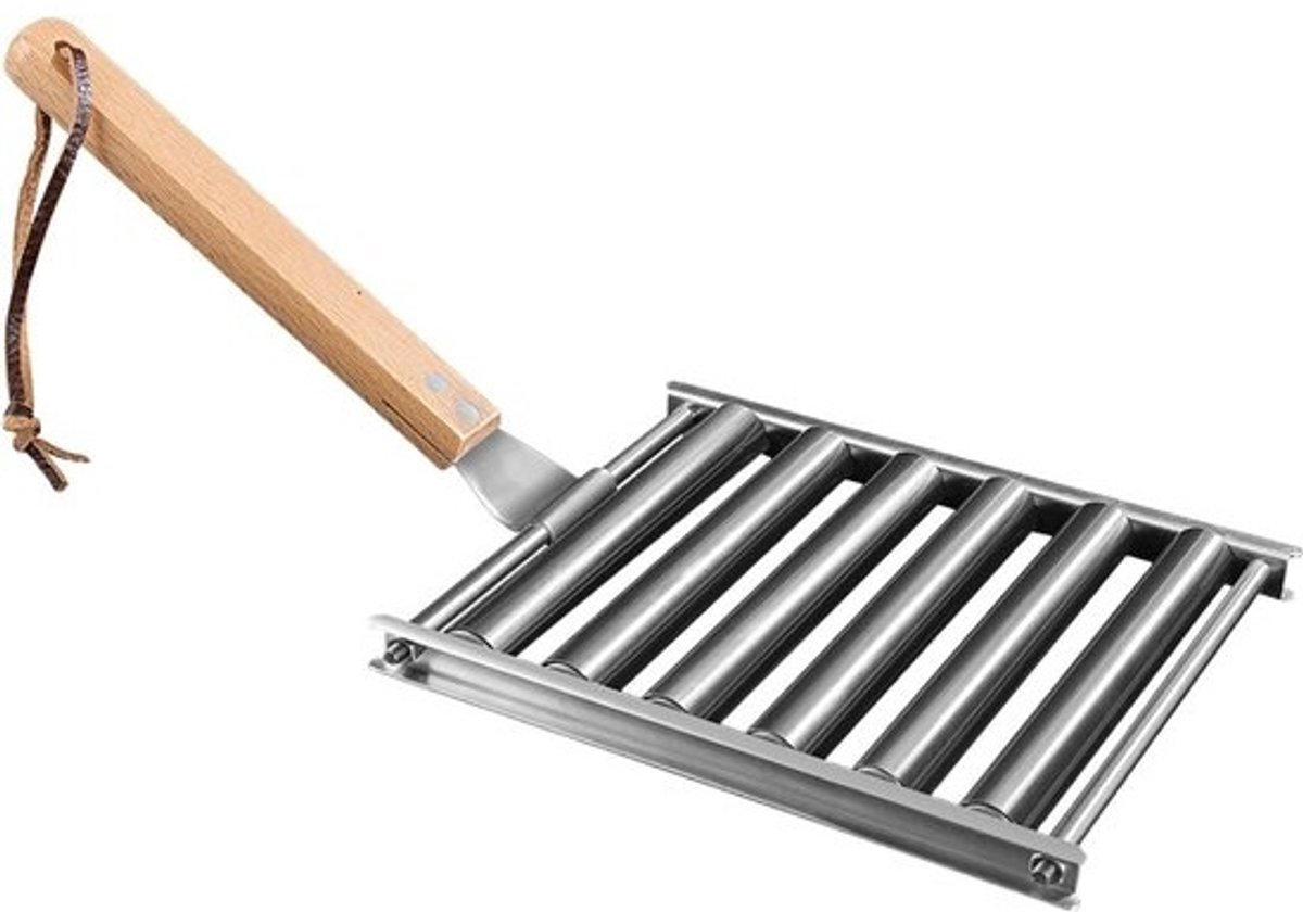 Worst Grill Roller - Barbecue Accessoire - Buiten Koken - Roestvrij Staal - 16.5 cm - Zilver