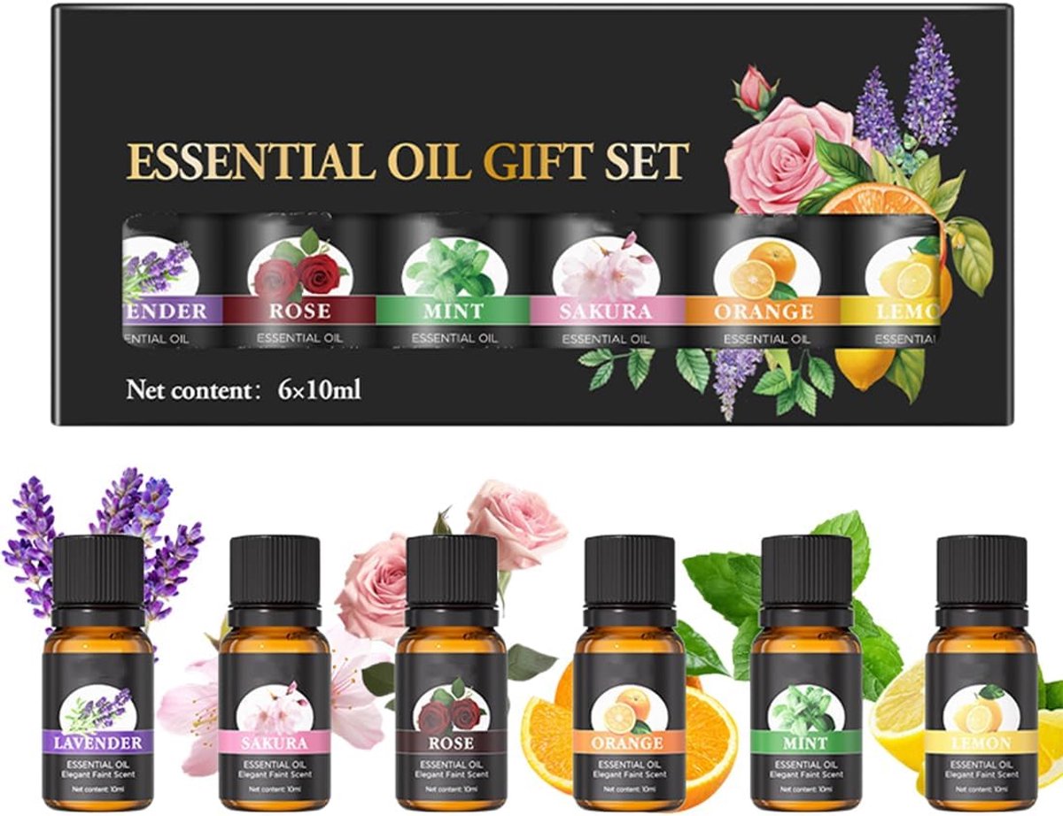 Etherische oliën set voor diffuser, puur natuurzuiver, etherische olie, aromadiffuser, olie voor diffuser, ontspanning en slaap, geurkaarsen, geschenken die geschikt zijn voor Moederdag
