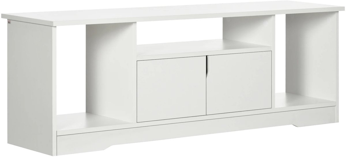 Atlasyx tv meubel - Tv kast - TV standaard - Tv meubel wit - Opbergmeubel - Televisiemeubel - 3 Open Vakken - 120 x 30 x 41 cm