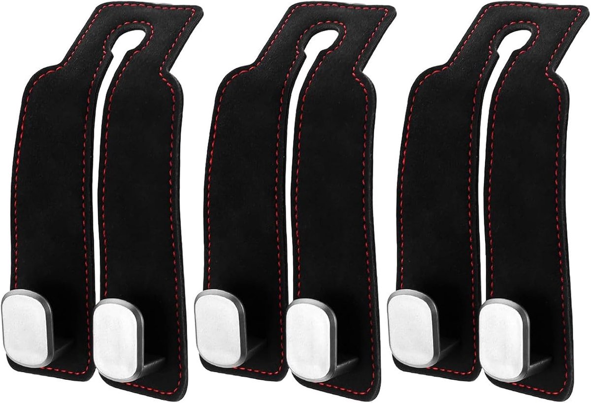 3 stuks autostoelrug, dubbele haak, hoofdsteun, ABS-haken, multifunctionele opberghouder voor handtas, jas, portemonnee, hoed, voertuigpak, hanger en kofferbak, trimhaak voor