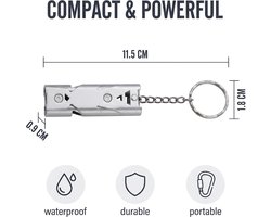 Fluitjes van roestvrij staal, dubbelwegs high-performance trillerfluitje met 80-150 dB, voor outdoor survival, wedstrijden of dierencommunicatie, zilver en gunmetal