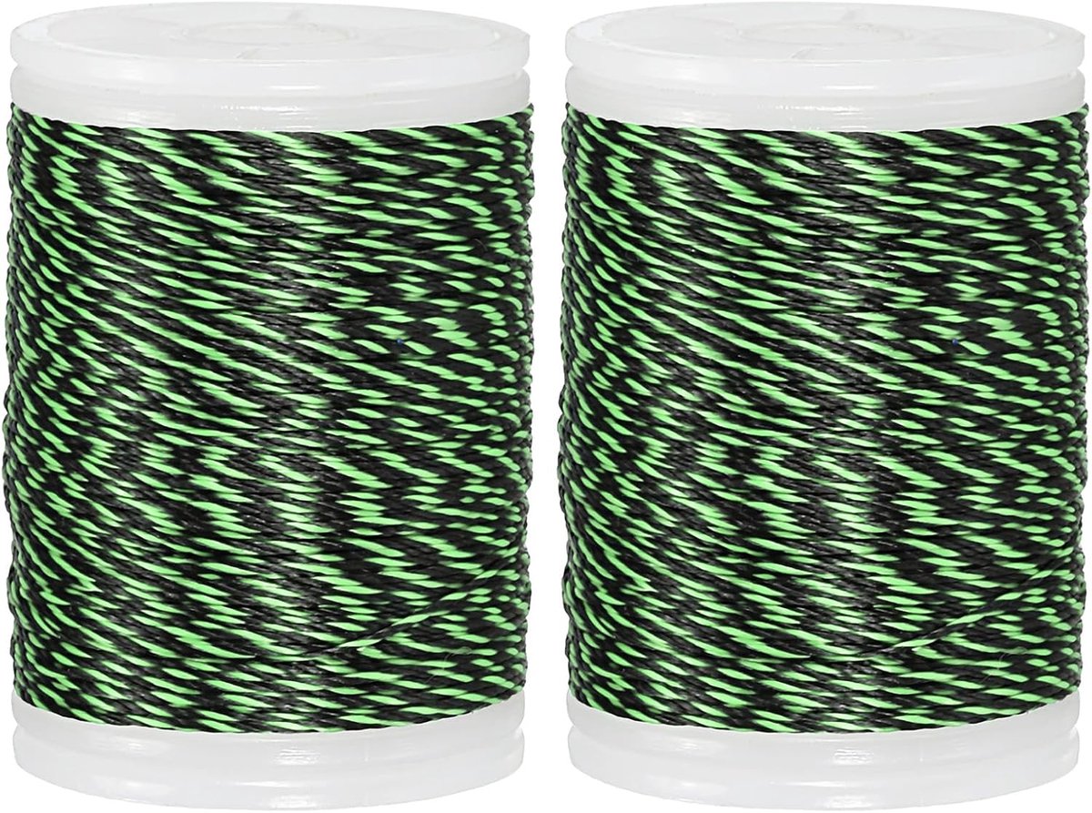 Boogschieten, recurve boogpees, wikkeldraad, 110 m, nylon boogpees voor recurve boog, compound binden, vizier, nokpunt (lichtgroen/zwart, verpakking van 2)