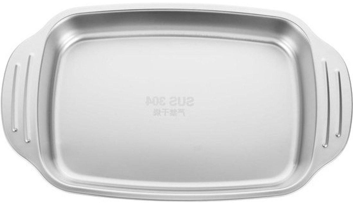 Metalen Dienblad - Serveerschaal Bakplaat - Vis Grillen - Roestvrij Staal - 33x19x5.5 cm - Zilver