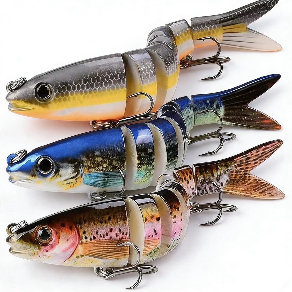 3 stuks visaas, alle waterlagen serie set voor snoek, baars, snoekbaars (meerkleurig)