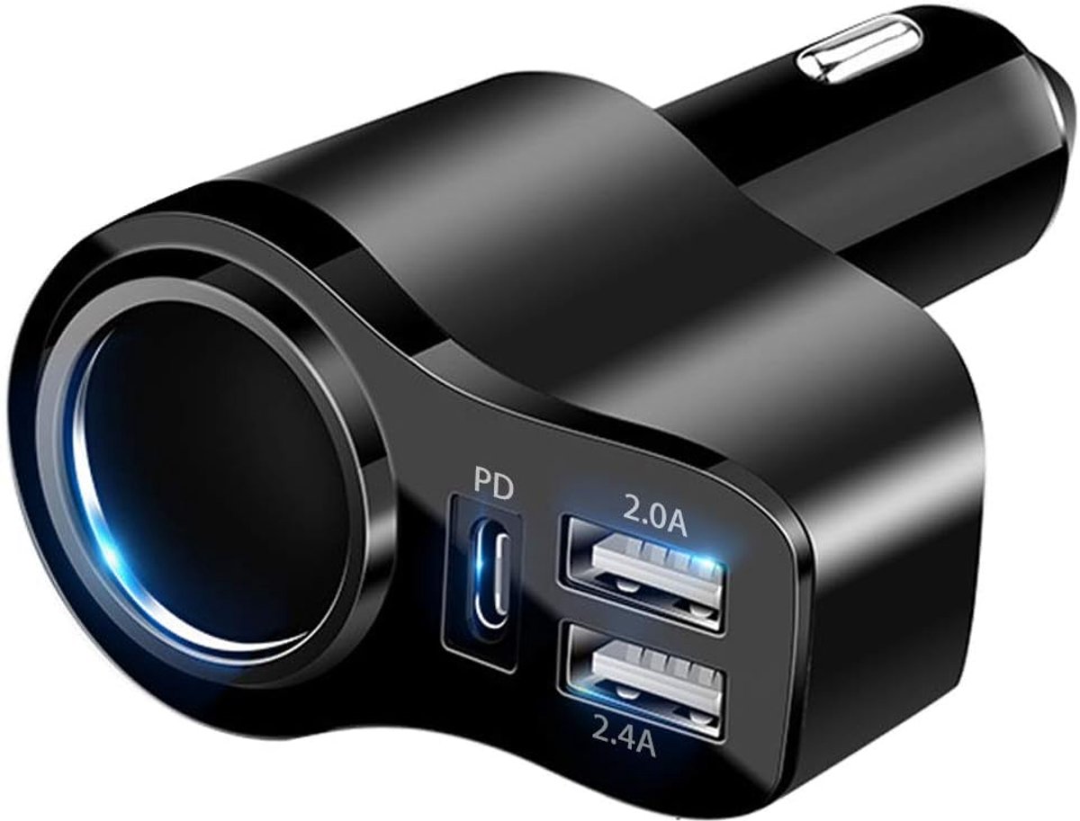 4 IN 1 Autolader PD 3.0 sigarettenaansteker USB lader 36W 7.2A Snelle autolader mini USB C voor iPhone 12/11/SEXR/Xs/Max/X/8, Galaxy S20/S10/S9, Pixel 3a/3/XL, tablets
