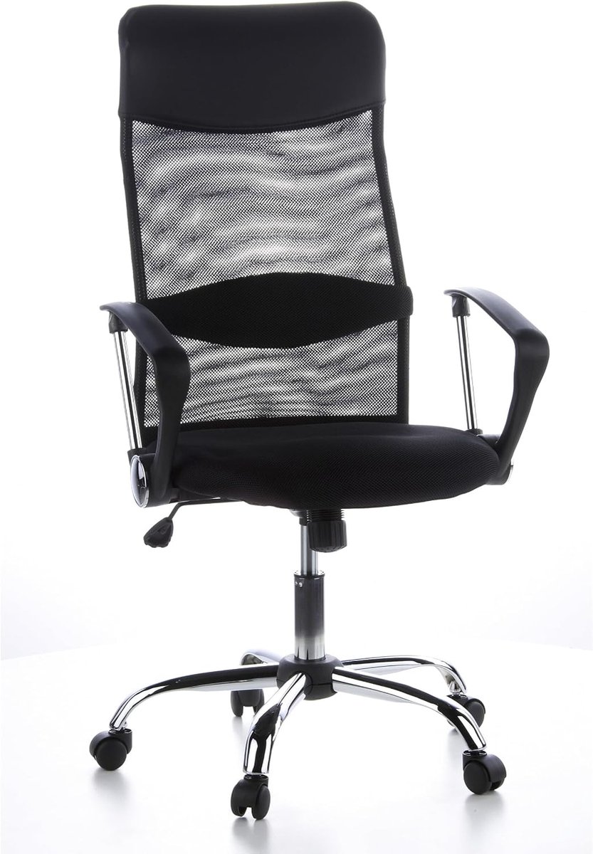 621100 bureaustoel ARIA HIGH netstof/kunstleer zwart draaistoel, PC-stoel, hoge rugleuning