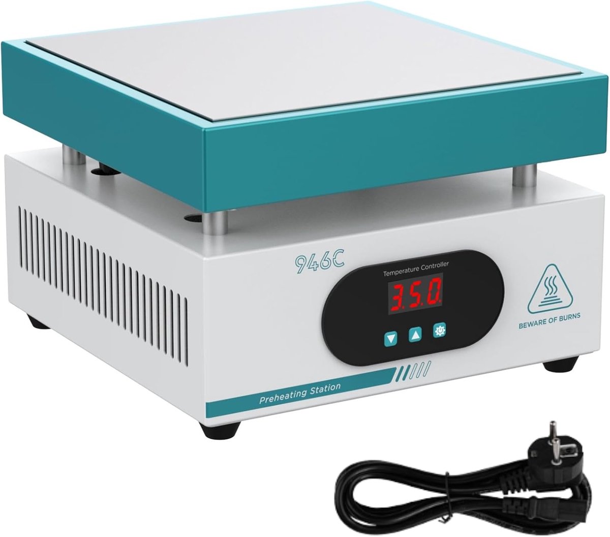 Verwarmingsplaat, 600 W, 20 x 20 cm, temperatuurregelingsbereik van kamertemperatuur tot 350 °C, voor het verwijderen van mobiele telefoonschermen, SMD-reparaties