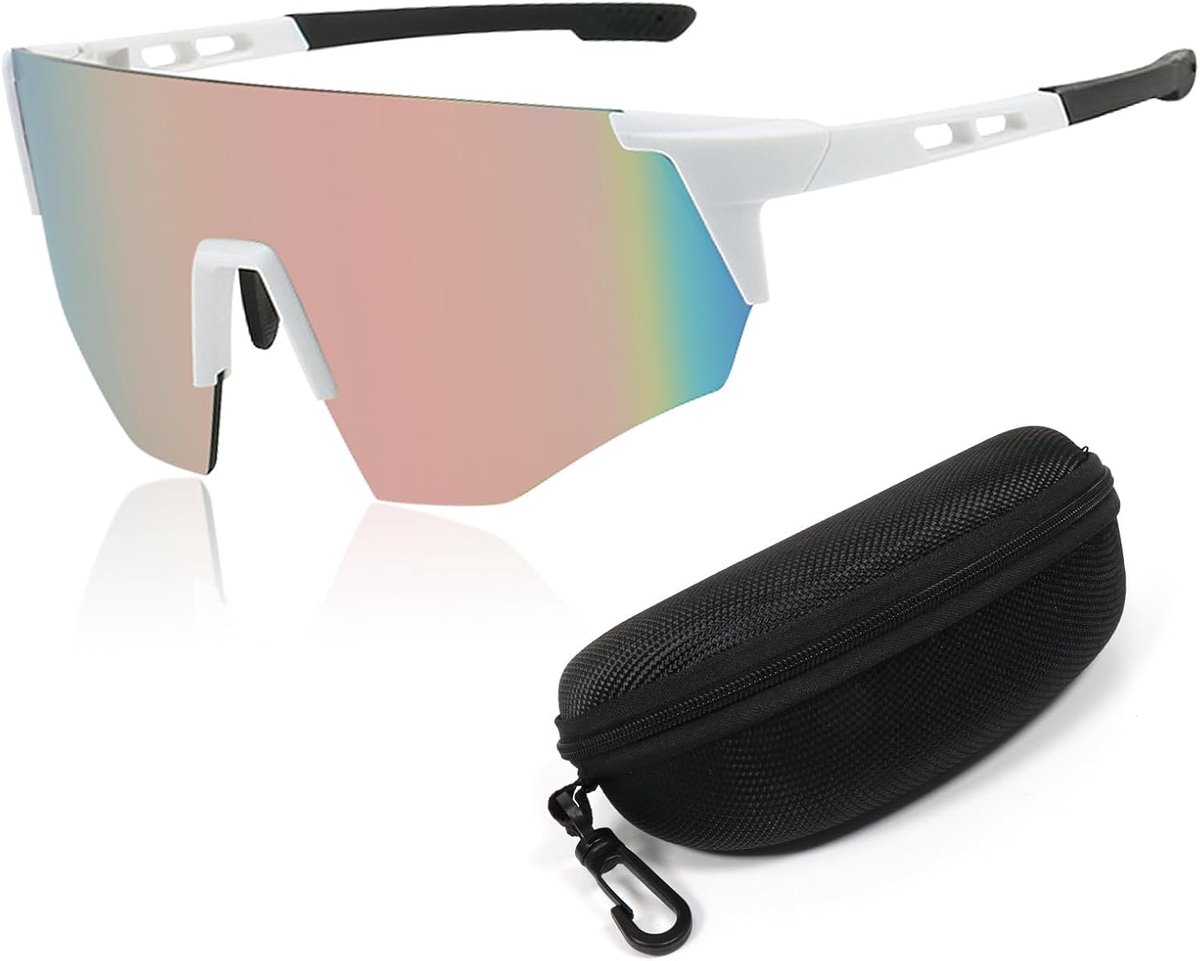bril, fietsbril voor heren en dames, zonnebril UV400-bescherming, winddicht, anti-condens, voor sportbril, fietsen, MTB, racefiets, skiën, hardlopen, vissen, golf, rave