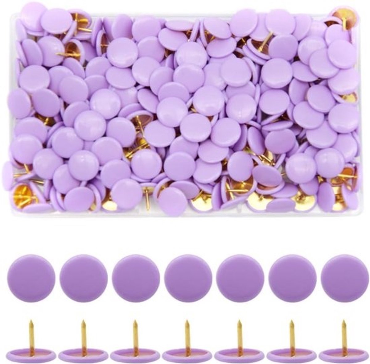 Kleurige ronde punaises voor borden en kaarten - 300 stuks - 10 x 9 mm