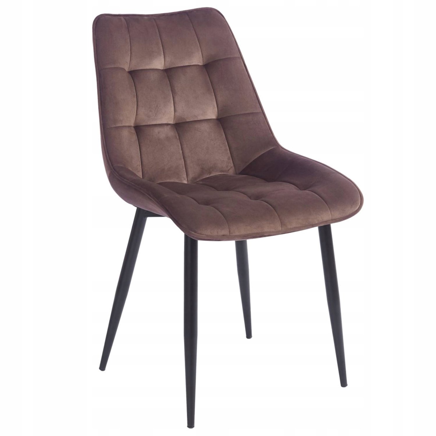 Furnitex Riviera 26 - Eetkamerstoel - Mokkabruine fluwelen bekleding - Zwarte metalen poten