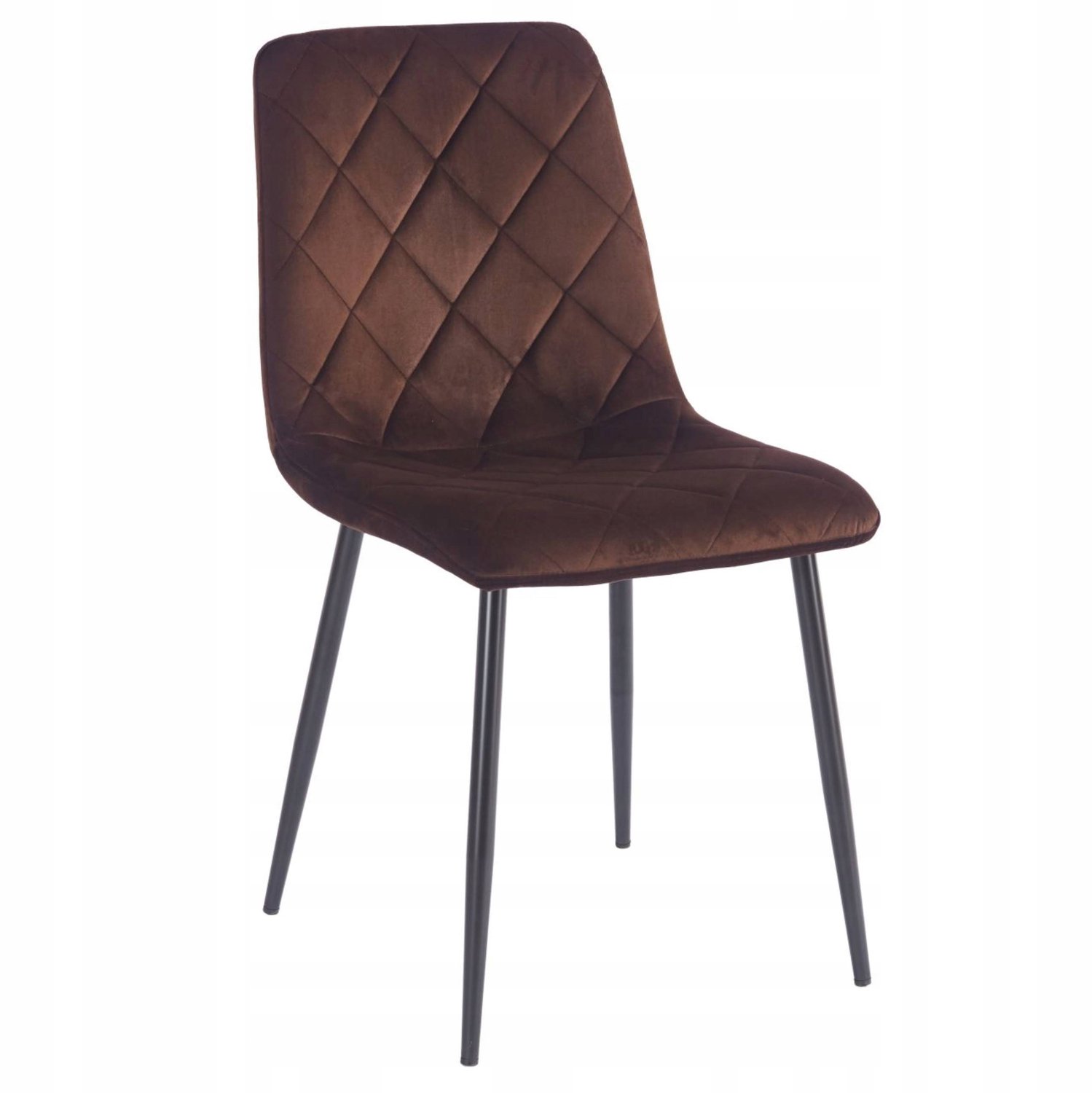 Furnitex Riviera 28 - Eetkamerstoel - Donkerbruin fluweel - Zwarte metalen poten