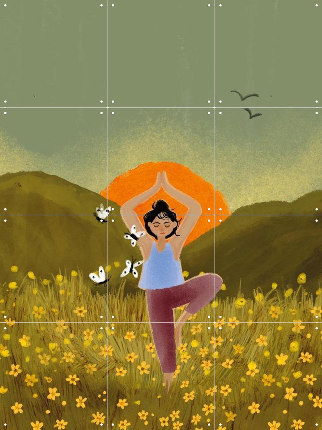IXXI Zen, Esther Sepers - 60 x 80 cm - Grote wanddecoratie en posters - Modern, Illustraties, Kleurrijk, Gang, Studeerkamer, Woonkamer, Slaapkamer Groen