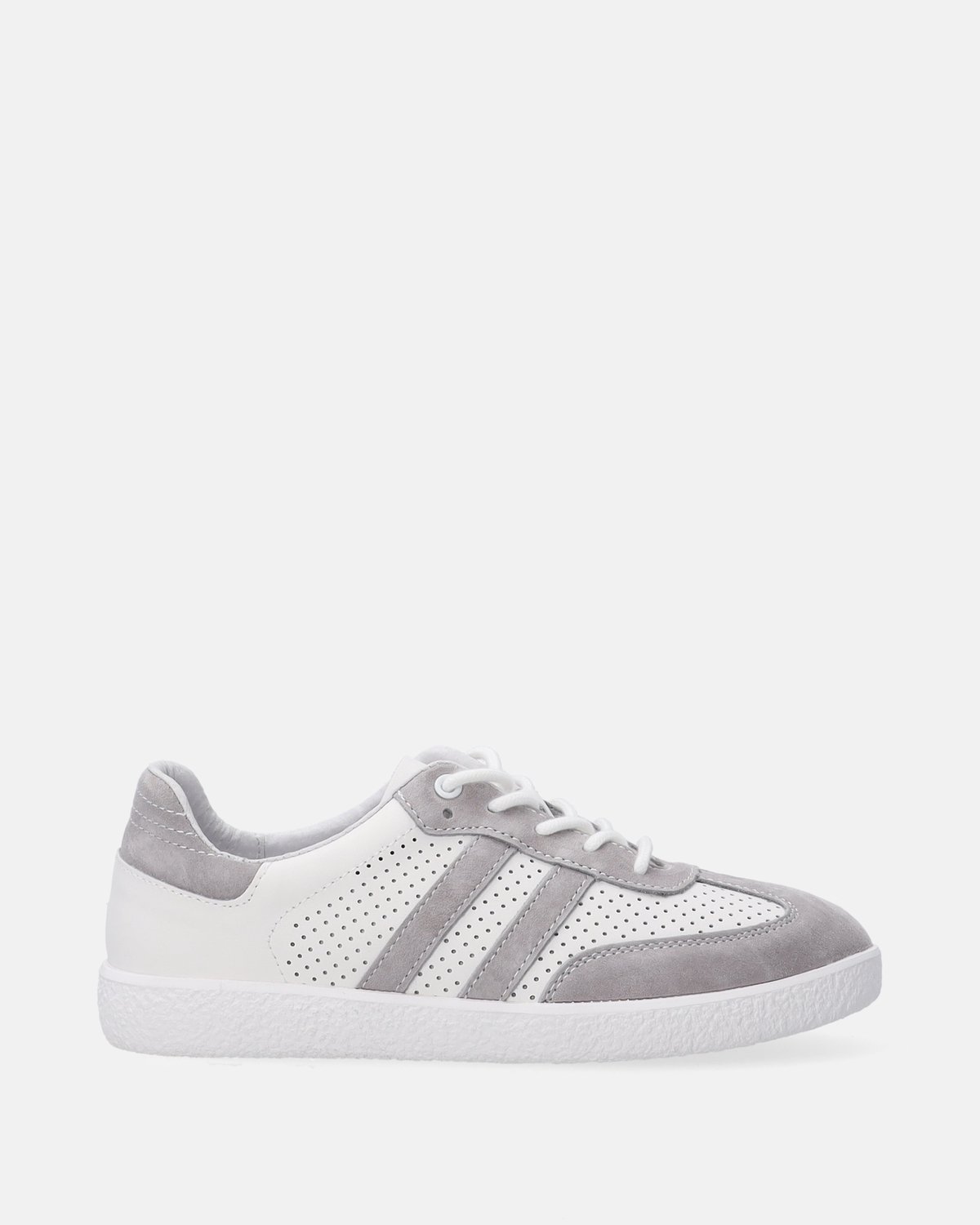 Damesneakers - Wit - Grijze inzetstukken - Maat 40