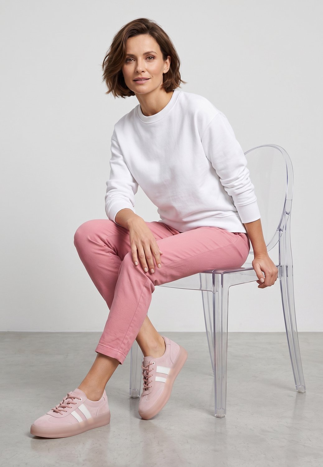 Roze suède damessneakers - Witte inzetstukken - Maat 41