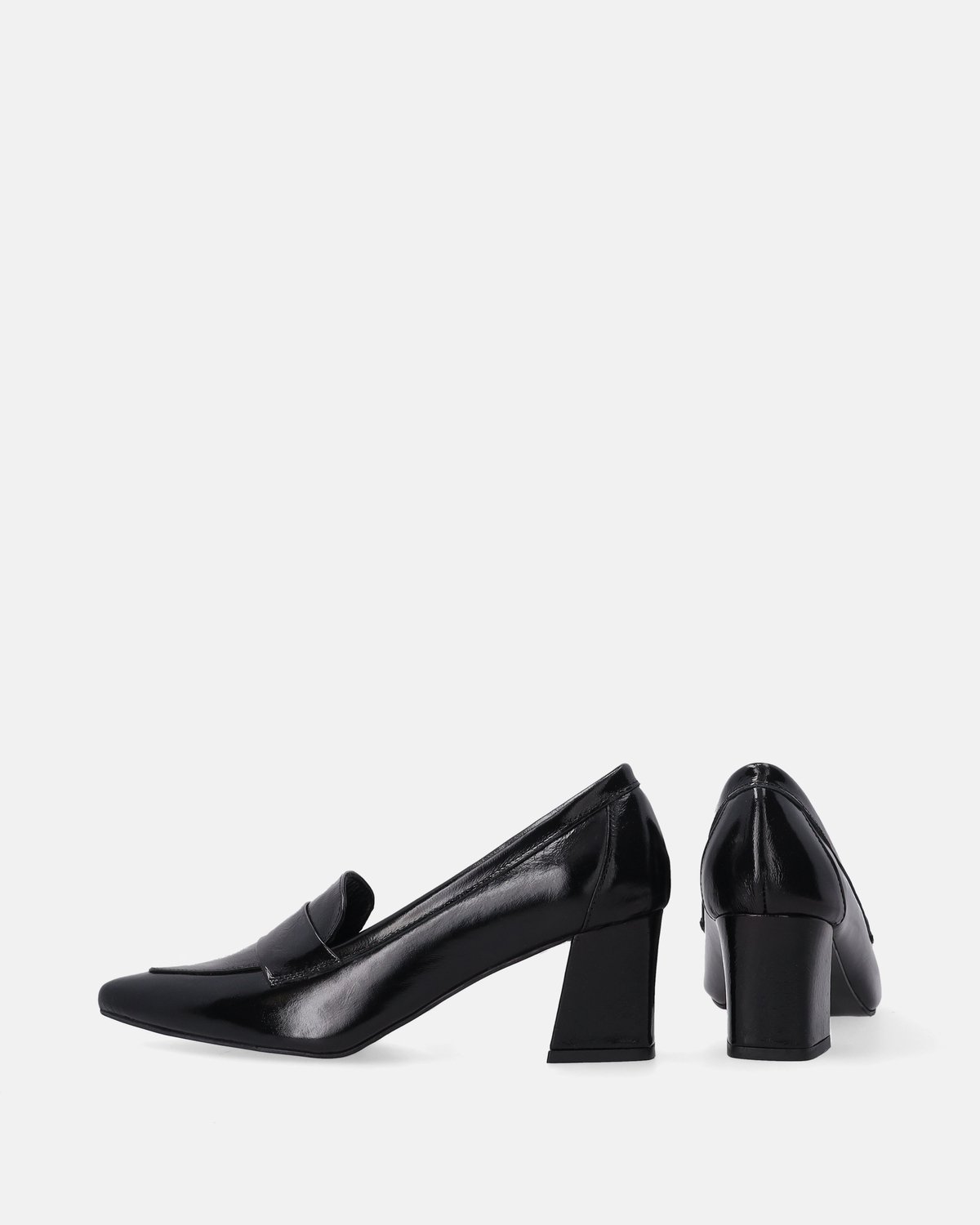 Zwarte lakleren damesmocassins - Hak - Maat 38