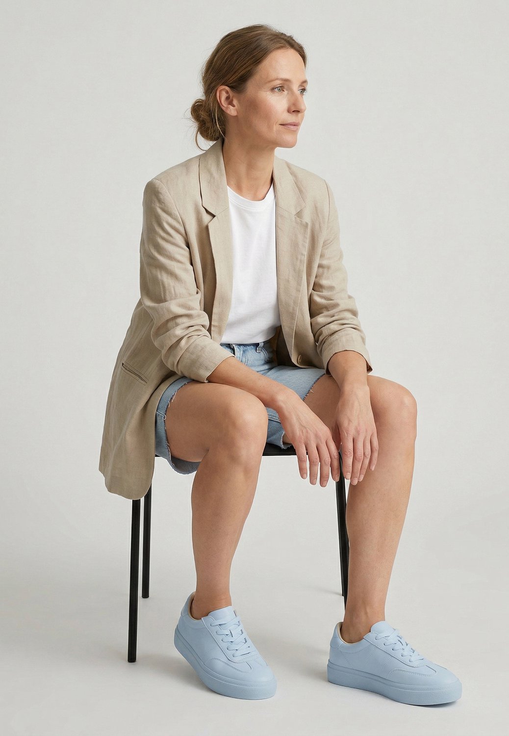 Lichtblauwe leren damessneakers - Maat 37