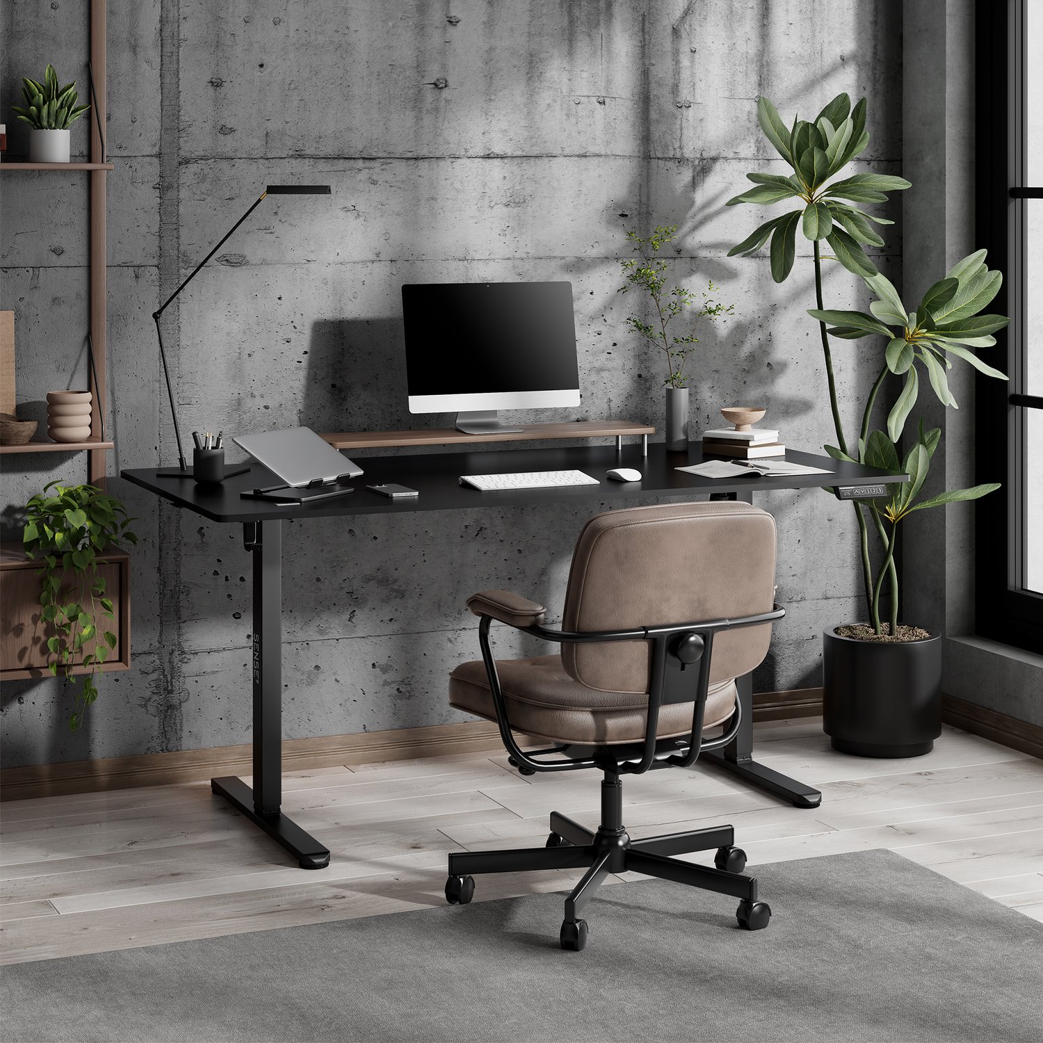 SENSE7 NOJO LIGHT - Elektrisch Verstelbaar Bureau - 160x80 cm - Geheugenfunctie - Zit Sta Bureau - Computertafel - Zwart thumbnail 5