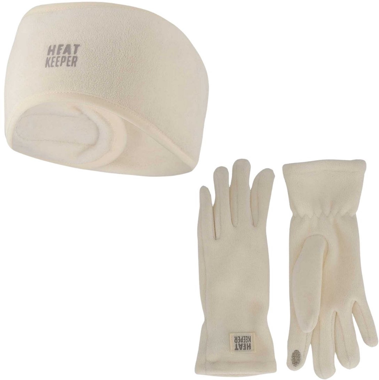 Heatkeeper Dames Winter Thermo Set - Fleece - Hoofband + Handschoenen - Off White - One Size