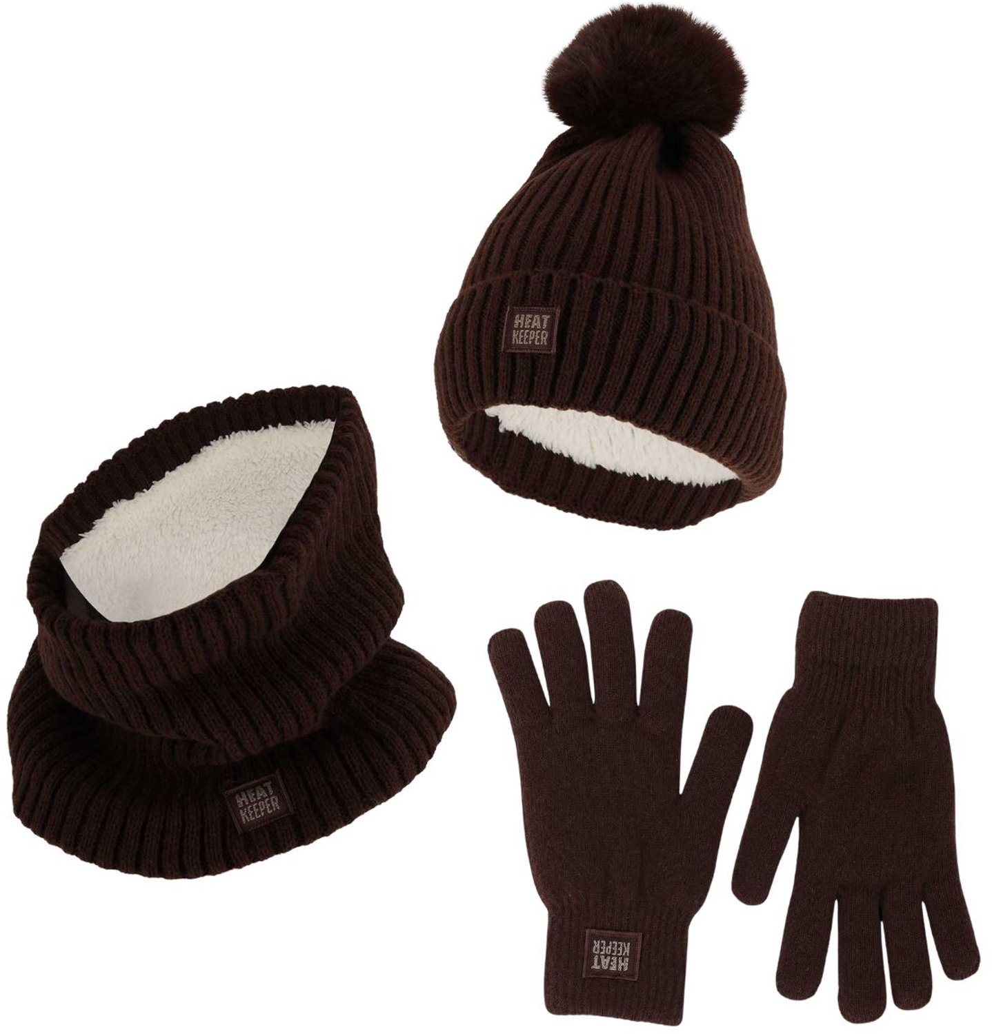 Heatkeeper Dames Winter Thermo Set - Muts + Handschoenen + Nekwarmer - Bruin - One Size