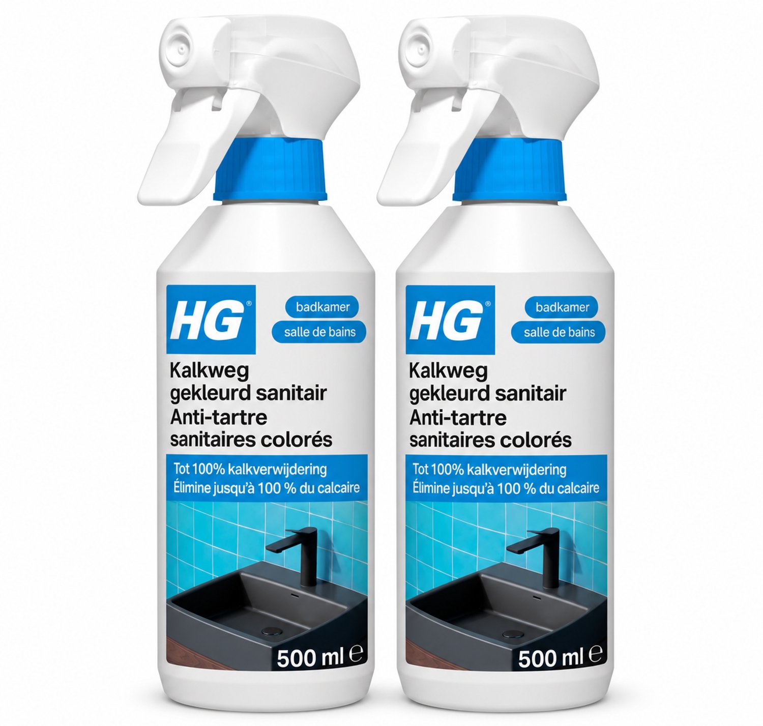 HG Kalkweg Gekleurd Sanitair 500 ml - Krachtige Kalkverwijderaar voor Gekleurd Sanitair 2 x 500 ml
