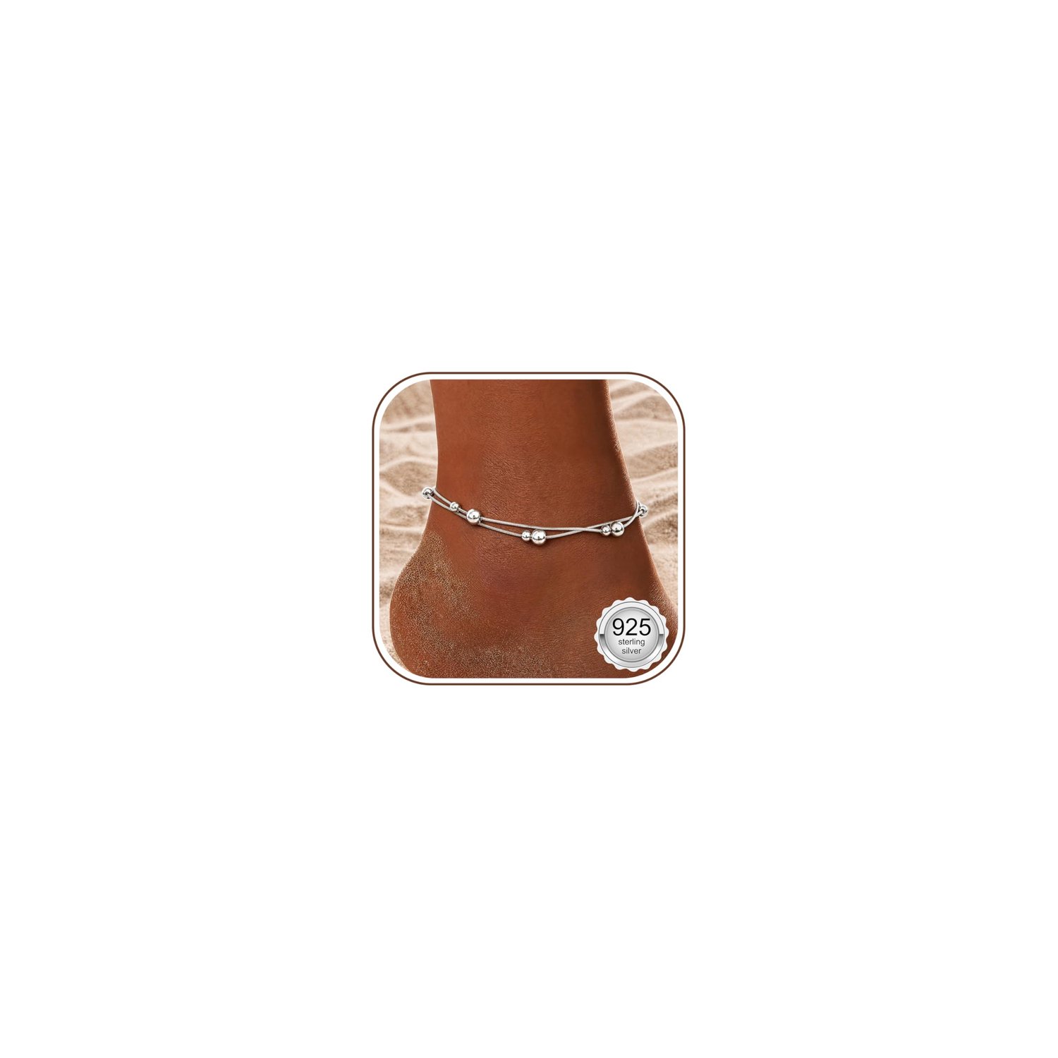 Enkelbandje dames - 925 zilver - verstelbaar - waterdicht, hart, parels, zirkonia - m-winkel