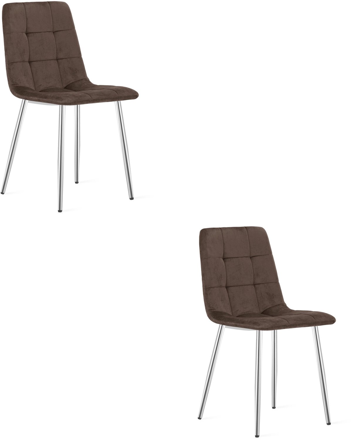 LEOBERT KARA Eetkamerstoelen – Set van 2 – Bruin Velvet – Metalen Poten – Comfortabele Ergonomische Zitting – Modern Design – Velvet Stoel voor Woonkamer, Keuken en Eetkamer – Max. 110 kg per Stoel
