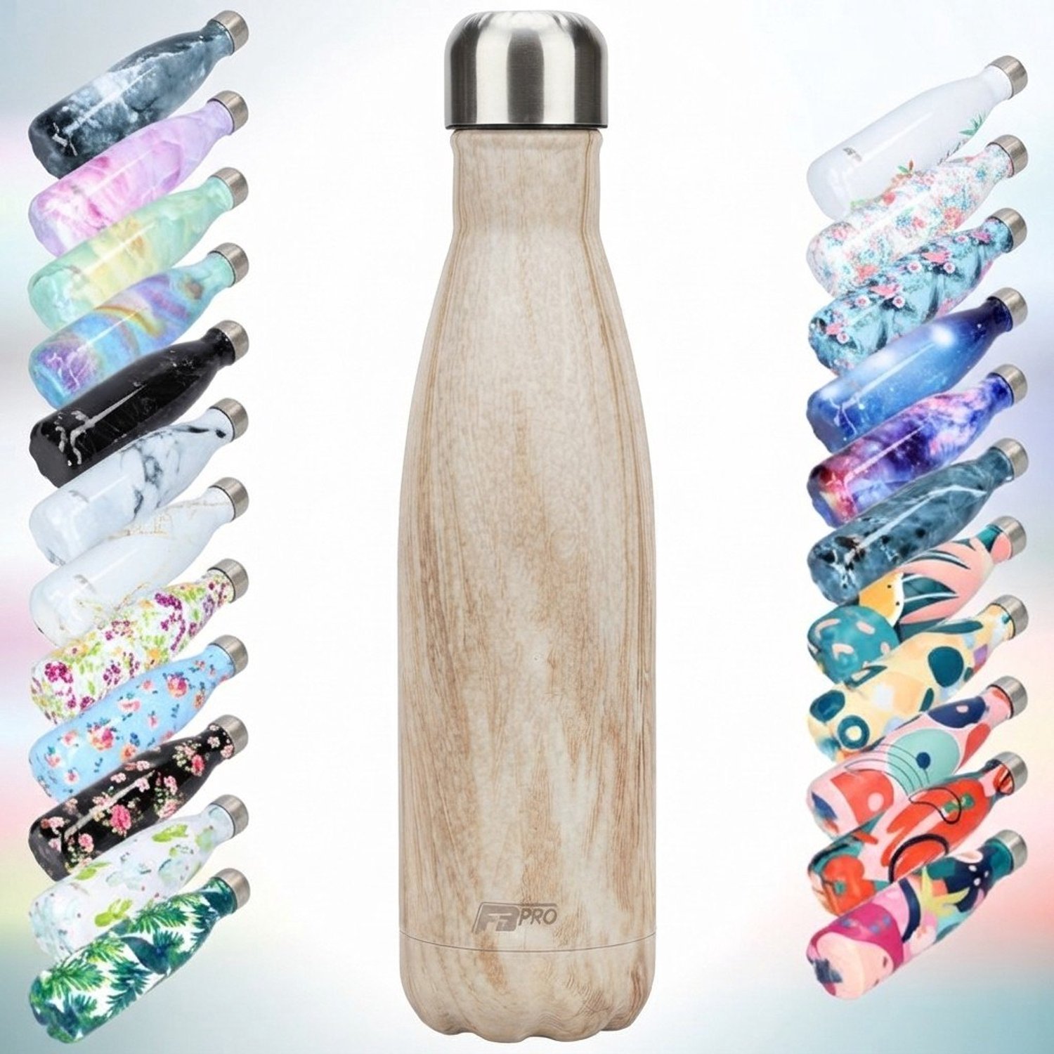 FBFS64, Thermosfles, Drinkfles, Waterfles - Modern & Slank Design - Lichthout - 500ml