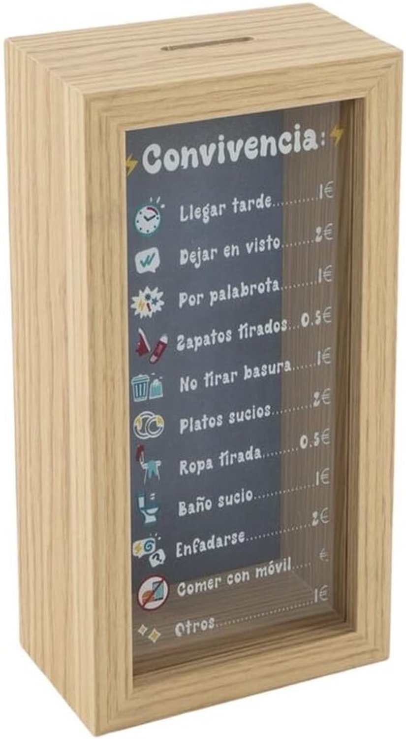 Spaarpot van hout en glas - 20 x 10 x 6 cm - Elegant design - Perfect voor reisdoelen - m-winkel