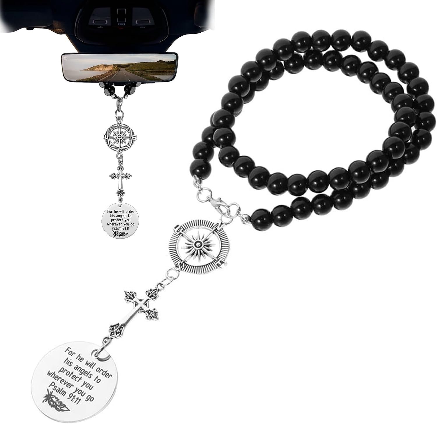 Auto-decoratie 40 cm - geluksbrenger kruis - autohanger voor binnenspiegel - stijlvol interieuraccessoire - ShopVlot