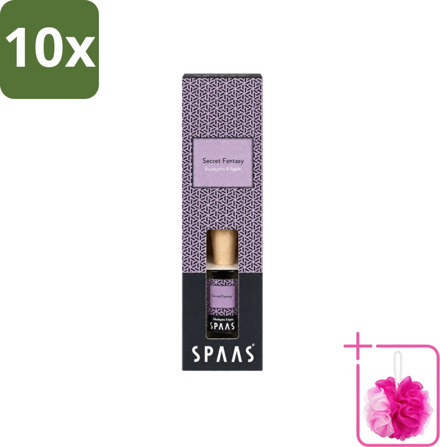10 x Spaas - Geurstokjes - Secret Fantasy - Eucalyptus En Appel - 80 ml - Bulkverpakking - Geurstokjes - Douchemop - Geurverspreider