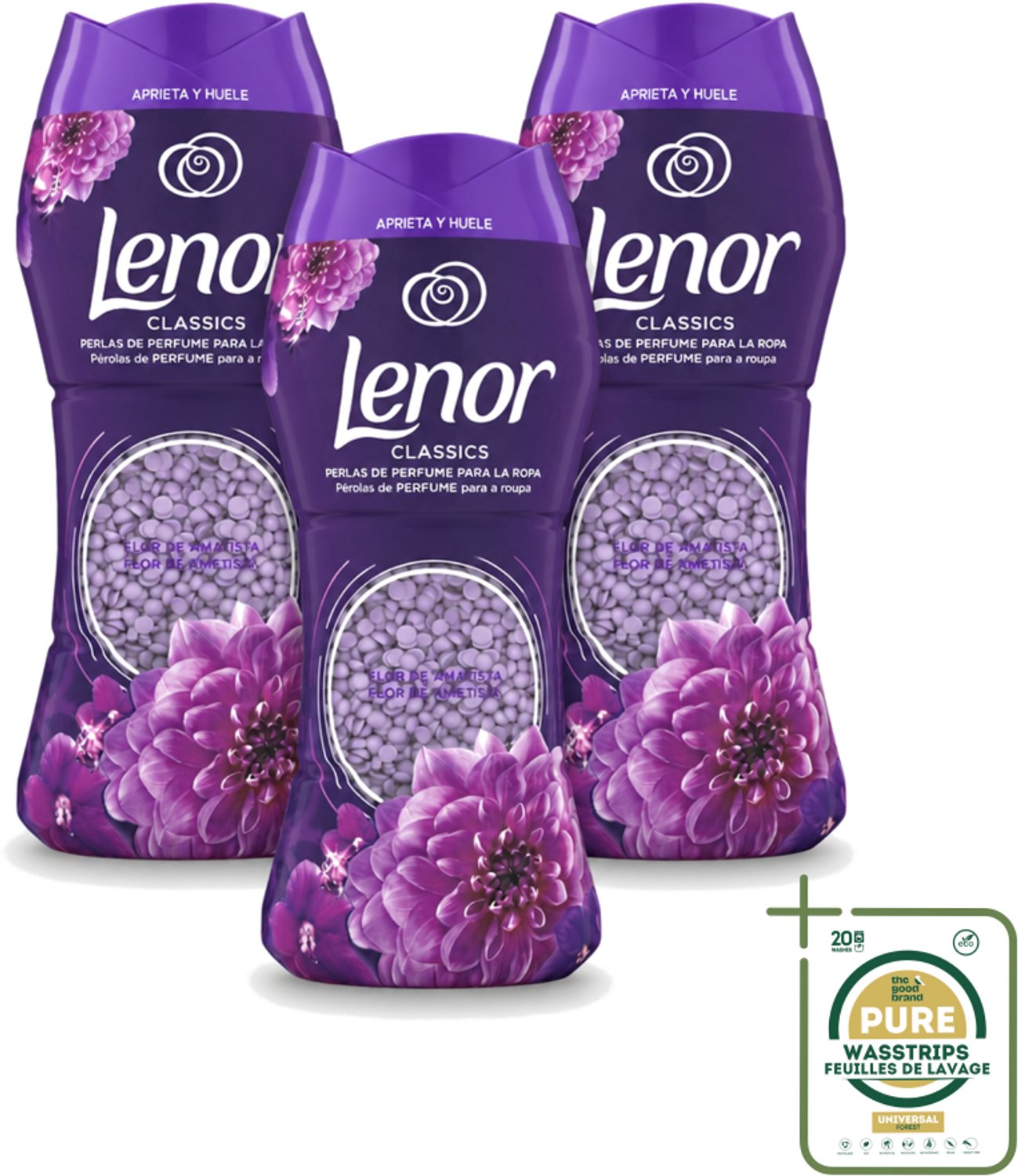 3 x Lenor Unstoppables – Geurbooster – Amethyst – 210 g - Wasstrips - Geurbooster Was - Wasgeur - Wasgeur Intens - Wasgeur Langdurig - Wasgeur Amethyst