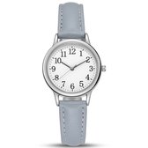 WiseGoods Dames Horloge WS677 - Blauwgrijze Kunstleren Band - Analoge Wijzerplaat - Ronde Kast 31 mm - Verstelbaar met Gesp - Sieraad voor Vrouwen
