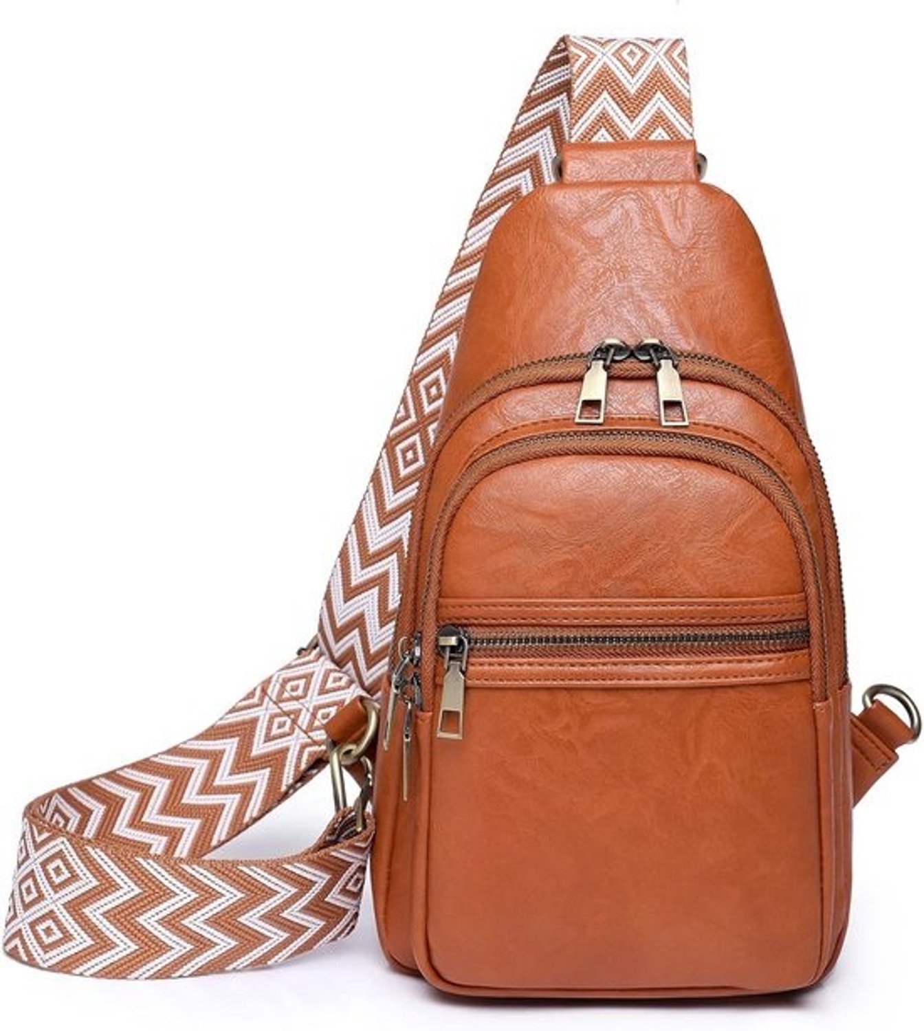 Dames sling bag van PU-leer - Sportieve schouder-, crossbody- of borsttas